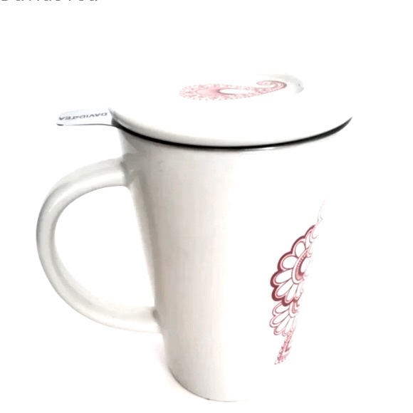 Davids Tea Mandala Nordic Mug Pink Red Paisley Pattern With infuser - Picture 2 of 9
